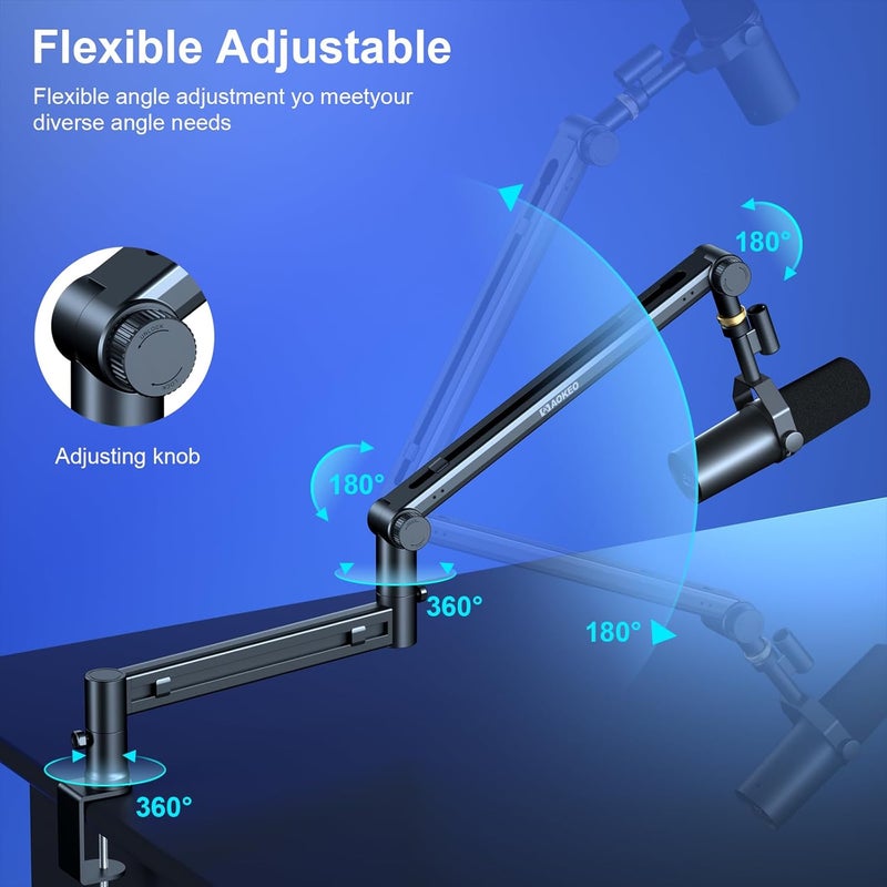 Aokeo Microphone Arm, AK-58 Desk Low Profile Adjustable Mic Boom Arm Stand,Suitable For Blue Yeti,Snowball iCE, HyperX QuadCast,SoloCast,Elgato Wave,Etc - Image 3